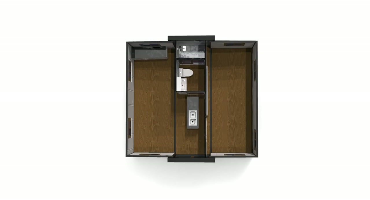 Top view compact ADU layout frame